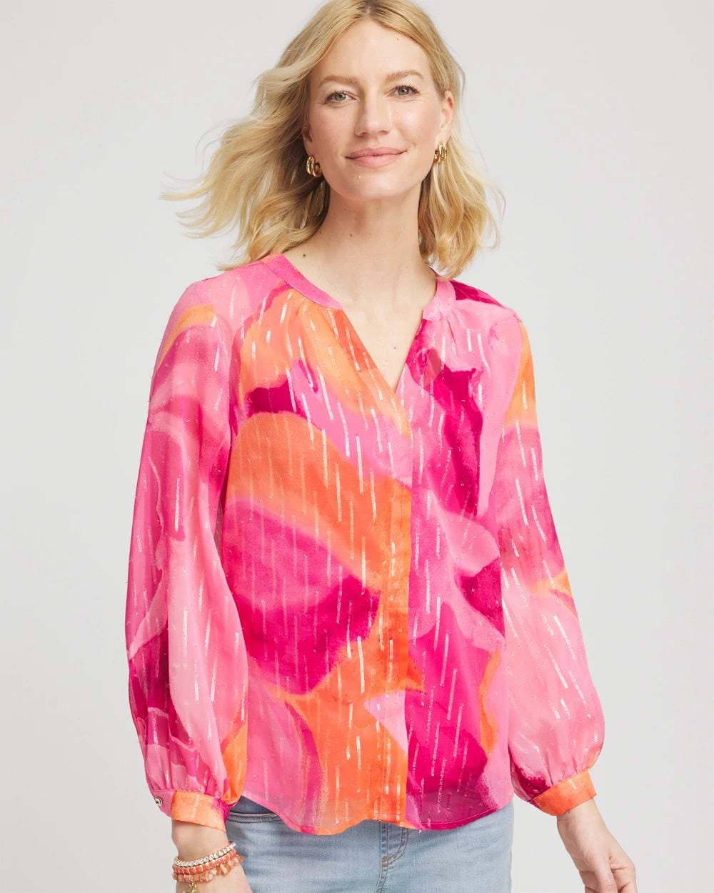 Watercolor Classic Fit Chiffon Blouse Chico's